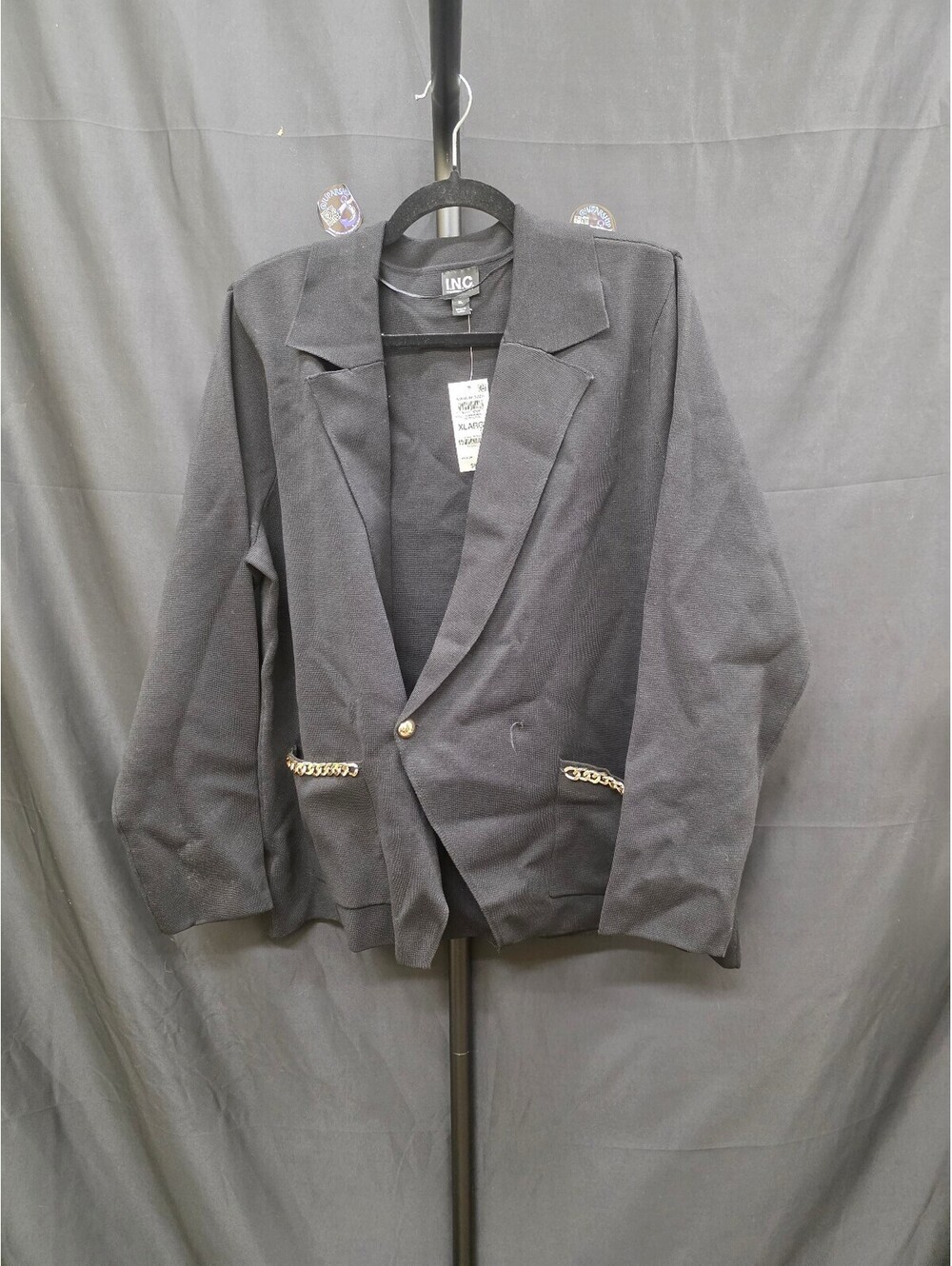 I.N.C. BRAID‑TRIM NOTCH‑COLLAR JACKET DEEP BLACK SIZE XL